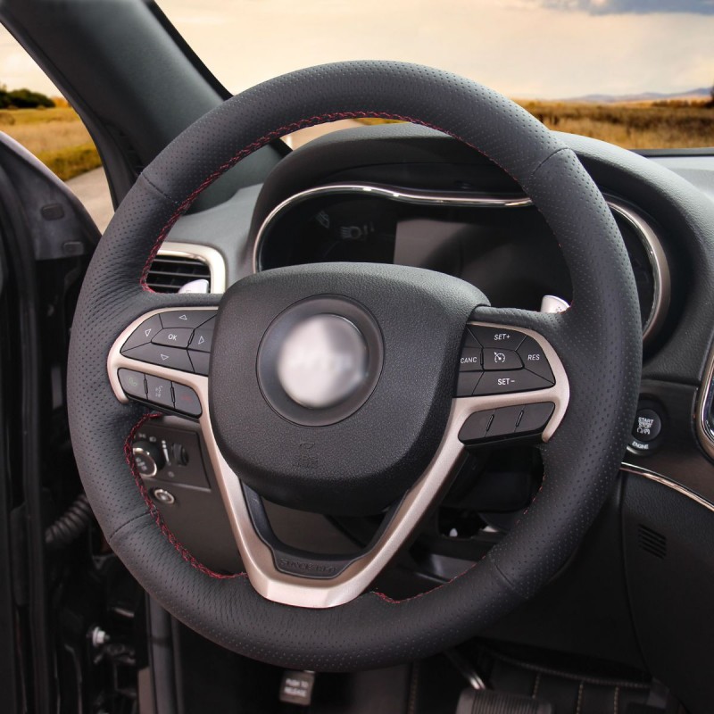 Loncky Auto Custom Fit OEM Black Genuine Leather Car Steering Wheel Cover for Jeep Grand 2014 Jeep Grand Cherokee Steering Wheel Removal
